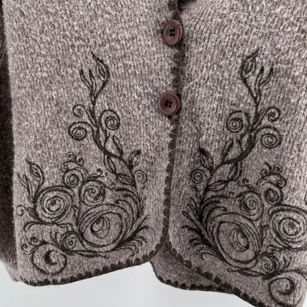 Fabiola Italy Brown Wool Blend Embroidered Button Front Cardigan Jacket‎ - Picture 2 of 10